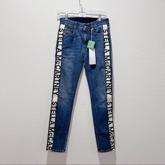 Stella McCartney Womens Dark Stone Logo Jeans - Sky Blue Size 24 - Picture 7 of 12